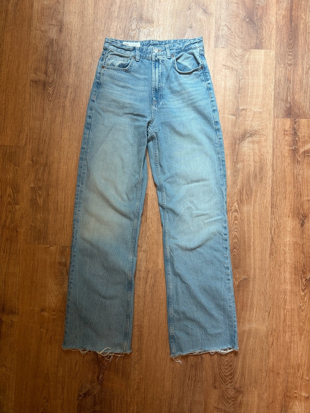 Zara Light Blue Wide Leg High-Rise Jeans